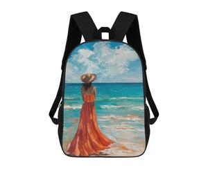 sinyumoney A Lonely Woman in A Beach Zaini Stampati in 3D, Borsa Scolastica Casual Per Bambini, Borsa Scolastica Alla Moda Per Ragazzi, Studenti Delle Scuole Medie 17inch