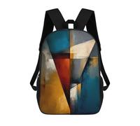 sinyumoney Abstract Angular Structure - Blue, Gold & Red Geometry Zaino Per Bambini Stampato in 3D, Zaino Scolastico Ad Alta Capacità, Zaino Da Viaggio, Borse Per Libri, Zaino Per Bambini 17inch