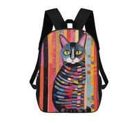 sinyumoney Abstract Cat Zaino Scolastico Per Bambini Da 17 Pollici, Zaino Casual Da Viaggio Per Ragazzi E Ragazze, Zaino Da Giorno Di Grande Capacità 17inch