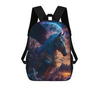 sinyumoney Abstract Colorful Collage Art Zaino Scuola Per Bambini Stampato 3D Ragazzi Studenti Della Scuola Scuola Scuola, Fantasy Winged Horse Sky, 17"