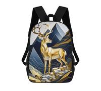 sinyumoney Abstract Gold Deer Zaino Con Tasca, Zaini Stampati in 3D, Zaini Da Viaggio, Borse Per Libri, Borse Per La Scuola Per Bambini 17inch