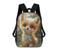 sinyumoney Adorable Fox Cub with Butterflies Zaini, Zaino Per Bambini, Borsa Scolastica Per Studenti, Zaini Da Viaggio Stampati in 3D, Zaino Accessorio Moda, Zaini Impermeabili Per Bambini 17inch