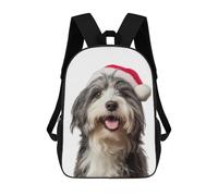 sinyumoney Afghan Hound Dog with Santa Hat Zaini Scuola Per Bambini, Borsa Scuola Stampato 3D Per Ragazzi Studenti Della Scuola Elementari E Del College, Havanese Dog With Santa Hat Ritratto, 17"