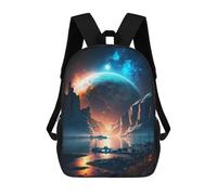 sinyumoney Alien Planet Reflections Zaino Scolastico Per Bambini Alla Moda Casual Zaini Per Bambini Stampati in 3D Borse Scolastiche Per Ragazzi Zaino Grande 17inch
