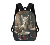 sinyumoney Alpaca Plays Drums Zaino Per La Scuola Stampato in 3D Borsa Scolastica Per Ragazzi E Ragazze Zaino Per Bambini Zaino Da Viaggio 17inch