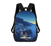 sinyumoney Amalfi Coast Night View Zaino Scolastico Per Bambini, Stampato in 3D, Borsa Scolastica Alla Moda, Borsa Scolastica Casual Per Ragazzi, Studenti Delle Scuole Elementari E Medie 17inch