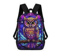 sinyumoney Amazing Owl Stained Glass Zaini Scolastici Per Bambini Stampati in 3D 17inch Zaini Scolastici Per Bambini Alla Moda Casual Ad Alta Capacità Borse Da Viaggio Per Libri