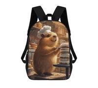 sinyumoney Animal Capybara Chef Decorating Cake Cat Zaini Scolastici Per Bambini Stampati in 3D, Zaini Casual Per La Scuola, Zaini Da Viaggio Ad Alta Capacità Per Bambini 17inch