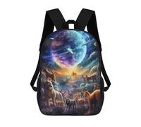 sinyumoney Animals in Space A Cosmic Gathering Zaino Scolastico Stampato in 3D Per Bambini, Zaino Scolastico Casual Alla Moda Per Bambini Studenti 17inch