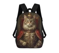 sinyumoney Anthropomorphic Sea Otter Zaino scolastico per ragazze e ragazzi, grande capacità, leggero, per bambini e studenti, Anthropomorphic King Cat, 17"