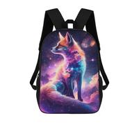 sinyumoney Artwork 38 - Zaino per ragazzi, ragazzi, studenti, ragazze, zaini, bambini, scuola elementare, college, zaino, Galactic Fox Ritratto -5, 17"
