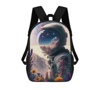 sinyumoney Astronaut And Flowers Wind Zaino Per Ragazzi, Studenti Adolescenti, Zainetti Per Ragazze, Borse Per Bambini, Scuola Elementare, Scuola Media, Borsa Per Libri 17inch