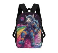 sinyumoney Astronaut Cat Colorful Zaini Per Bambini, Zaino Scolastico Alla Moda, Borsa Scolastica Stampata in 3D Per Ragazzi, Studenti Delle Scuole Elementari E Medie 17inch