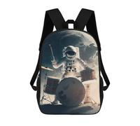 sinyumoney Astronaut Drummer on The Moon -1 Zaino Scolastico Per Bambini Stampato in 3D, Zaini Da Viaggio Ad Alta Capacità, Borse Per Libri, Zaini Scolastici Per Bambini 17inch