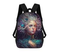 sinyumoney Astronaut Gazing at Planets -3 Zaini Stampati 3D Per Bambini, Borse Da Scuola Alla Moda Per Ragazzi Borse Da Viaggio Borse Scuola Scuola Per Studenti Primaria, Fantasy Ritratto Con Necklace