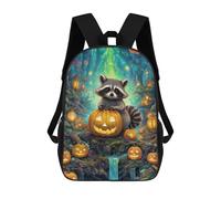 sinyumoney Astronaut in Halloween Forest -2 Zaini Per Bambini Zaini Personalizzati 3D Per Ragazzi E Ragazze, Grandi Zaini Scolari Casual, Halloween Raccoon nella foresta, 17"
