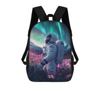 sinyumoney Astronaut in Space Flowers Aurora Zaino Scolastico, Borsa Per Laptop Resistente Per Campeggio, Avventure All'aria Aperta E Viaggi Quotidiani 17inch
