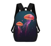 sinyumoney Astronaut Space Dj Zaino scolastico per ragazze e ragazzi, zaino con tasca, zaino alla moda per bambini, Jellyfish Animal, 17"