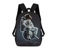 sinyumoney Astronaut Space Husky Zaino Scuola Per Ragazze E Ragazzi Con Tasca Zaino Alla Moda Per Bambini, Sitting On The Moon, 17"