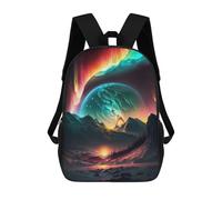 sinyumoney Aurora Borealis Planet Zaino Scolastico Per Bambini, Borsa Scolastica Stampata in 3D Per Ragazzi, Studenti Delle Scuole Elementari E Medie 17inch