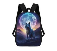 sinyumoney Autumn Majesty - Zaino scolastico per bambini, alla moda, casual, con stampa 3D, per ragazzi, grande zaino, Howl At The Moon, 17"