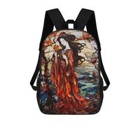 sinyumoney B6729b27800dba49e1a1711c9bd7c43a Zaini scolastici per bambini, cartelle con stampa 3D, borse da scuola alla moda per ragazzi, studenti elementari e college, Stained Glass Geisha, 17"
