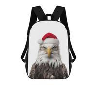 sinyumoney Bald Eagle with Santa Hat Zaino Scolastico Per Bambini Stampato in 3D, Zaini Da Viaggio Ad Alta Capacità, Borse Per Libri, Zaini Scolastici Per Bambini 17inch