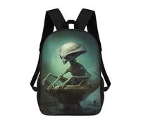 sinyumoney Bambini 17inch Borsa Scolastica Alien Art Zaino Scolastico Per Bambini Borsa Per Libri Scuola Alla Moda Casual Zaini Da Viaggio Stampa 3D Divertenti Borse Per Libri