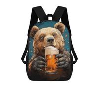 sinyumoney Bambini 17inch Borsa Scolastica Bear Drinking Beer Zaino Scolastico Per Bambini Borsa Per Libri Scuola Alla Moda Casual Zaini Da Viaggio Stampa 3D Divertenti Borse Per Libri