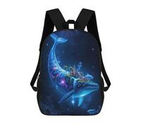 sinyumoney Bambini 17inch Borsa Scolastica Celestial Whale Island Starry Sky Zaino Scolastico Per Bambini Borsa Per Libri Scuola Alla Moda Casual Zaini Da Viaggio Stampa 3D Divertenti Borse Per Libri