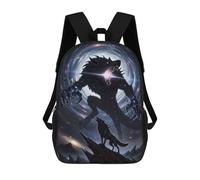 sinyumoney Bambini 17inch Borsa Scolastica Cosmic Werewolf And Howling Wolf Zaino Scolastico Per Bambini Borsa Per Libri Scuola Alla Moda Casual Zaini Da Viaggio Stampa 3D Divertenti Borse Per Libri
