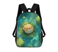 sinyumoney Bambini 17inch Borsa Scolastica Cute Chick And Frog on Lilypads Zaino Scolastico Per Bambini Borsa Per Libri Scuola Alla Moda Casual Zaini Da Viaggio Stampa 3D Divertenti Borse Per Libri
