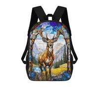 sinyumoney Bambini 17inch Borsa Scolastica Deer Stained Glass Zaino Scolastico Per Bambini Borsa Per Libri Scuola Alla Moda Casual Zaini Da Viaggio Stampa 3D Divertenti Borse Per Libri