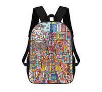 sinyumoney Bambini 17inch Borsa Scolastica Eiffel Tower Abstract Art Zaino Scolastico Per Bambini Borsa Per Libri Scuola Alla Moda Casual Zaini Da Viaggio Stampa 3D Divertenti Borse Per Libri