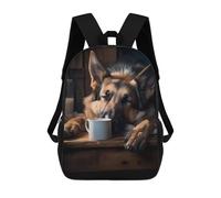 sinyumoney Bambini 17inch Borsa Scolastica German Shepherd Dog Coffee Zaino Scolastico Per Bambini Borsa Per Libri Scuola Alla Moda Casual Zaini Da Viaggio Stampa 3D Divertenti Borse Per Libri