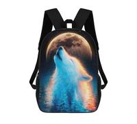 sinyumoney Bambini 17inch Borsa Scolastica Howling Wolf Under The Moon Zaino Scolastico Per Bambini Borsa Per Libri Scuola Alla Moda Casual Zaini Da Viaggio Stampa 3D Divertenti Borse Per Libri
