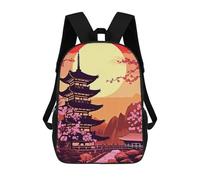sinyumoney Bambini 17inch Borsa Scolastica Japanese Landscape Paint Zaino Scolastico Per Bambini Borsa Per Libri Scuola Alla Moda Casual Zaini Da Viaggio Stampa 3D Divertenti Borse Per Libri