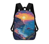 sinyumoney Beach Sunset Pixel ArtZaino Scolastico Per Bambini, Zaini Stampati in 3D, Zaini Alla Moda Per La Scuola Elementare E Media Per Ragazzi. 17inch