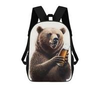 sinyumoney Bear And Beer Zaini Casual Per Bambini, Borse Scolastiche Per Ragazzi E Ragazze, Zaini Per Libri, Zaini 17inch