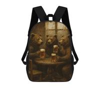 sinyumoney Bears Drinking Beer at A Table Zaino Scolastico Per Bambini Stampato in 3D Per Bambini, Zaini Da Viaggio, Borse Per Libri Per Ragazzi, Studenti Delle Scuole Elementari 17inch