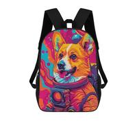 sinyumoney Beautiful Earth from Space - Zaino per bambini con stampa 3D, borsa da scuola per ragazzi, zaino fresco e casual, divertente per bambini e adolescenti, Astronaut Corgi Space, 17"