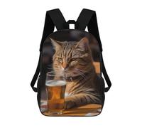 sinyumoney Beer Drinking Cat Zaini Per Bambini, Zaini Scolastici Personalizzati 3D Per Ragazzi E Ragazze, Zaini Scolastici Grandi, Zaini Casual Da Giorno 17inch