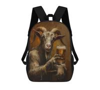 sinyumoney Beer Drinking Goat Zaino Per Bambini, Borsa Scolastica Di Grande Capacità, Zaino Per Studenti, Zaino Per Ragazzi, Ragazze, Adulti, Adolescenti 17inch