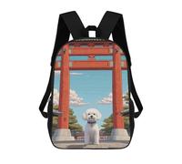 sinyumoney Bichon Frise Torii Gate Stampa Zaino Per Bambini, Borsa Scolastica Per Adulti E Bambini, Zaino Da Viaggio Per Tutti I Giorni 17inch