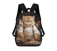 sinyumoney Big Fat Chef Cook Cat Zaino Scolastico Zaino Per Bambini Borsa Scolastica Di Grande Capacità Zaino Per Bambini Per La Scuola Zaino 3D Borsa Per Libri Regali Per Bambini 17inch
