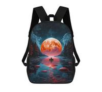 sinyumoney Big Red Moon Zaino Per Bambini, Borsa Scolastica Di Grande Capacità, Zaino Per Studenti, Zaino Per Ragazzi, Ragazze, Adulti, Adolescenti 17inch