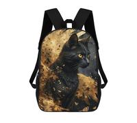 sinyumoney Black And Gold Cat Angel Zaini, Zaino Per Bambini, Borsa Scolastica Per Studenti, Zaini Da Viaggio Stampati in 3D, Zaino Accessorio Moda, Zaini Impermeabili Per Bambini 17inch