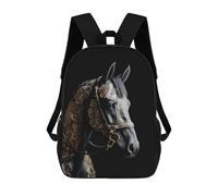 sinyumoney Black And Gold Horse Zaino Scolastico Zaino Per Bambini Borsa Scolastica Di Grande Capacità Zaino Per Bambini Per La Scuola Zaino 3D Borsa Per Libri Regali Per Bambini 17inch