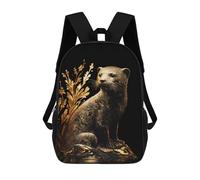 sinyumoney Black And Gold Otter Zaini Stampati in 3D Per Bambini, Zaini Scolastici, Borse Scolastiche, Zaini Alla Moda Per Ragazzi, Studenti Delle Scuole Elementari E Medie 17inch