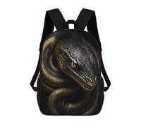 sinyumoney Black And Gold SnakeZaino Scolastico Per Bambini, Zaini Stampati in 3D, Zaini Alla Moda Per La Scuola Elementare E Media Per Ragazzi. 17inch